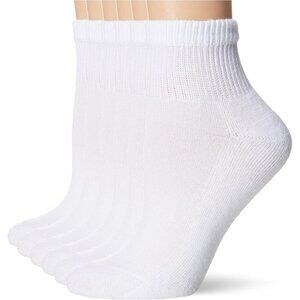 Hanes Women's White Polyester Comfort Toe Seamed Ankle Stretch Socks pack of 6
